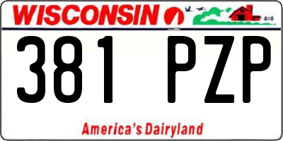 WI license plate 381PZP