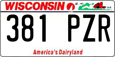 WI license plate 381PZR