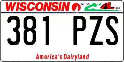 WI license plate 381PZS