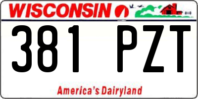 WI license plate 381PZT