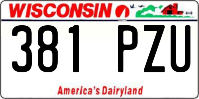 WI license plate 381PZU