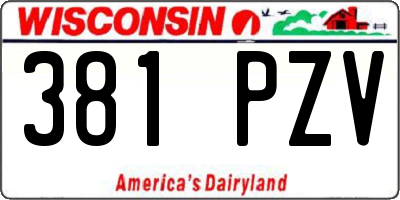 WI license plate 381PZV