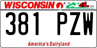WI license plate 381PZW