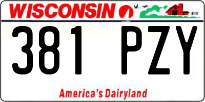 WI license plate 381PZY