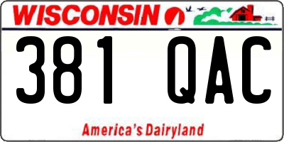 WI license plate 381QAC