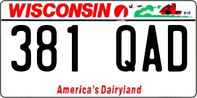 WI license plate 381QAD