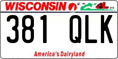 WI license plate 381QLK