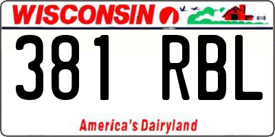 WI license plate 381RBL