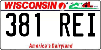 WI license plate 381REI
