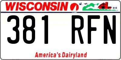 WI license plate 381RFN