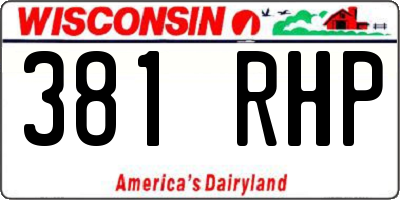 WI license plate 381RHP