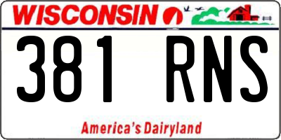 WI license plate 381RNS