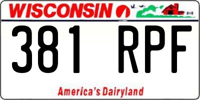 WI license plate 381RPF