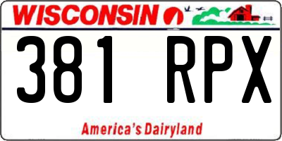 WI license plate 381RPX