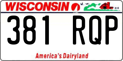 WI license plate 381RQP