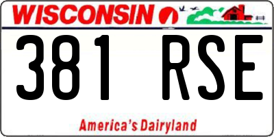 WI license plate 381RSE
