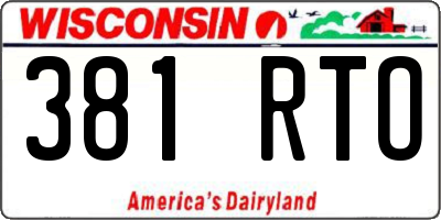 WI license plate 381RTO