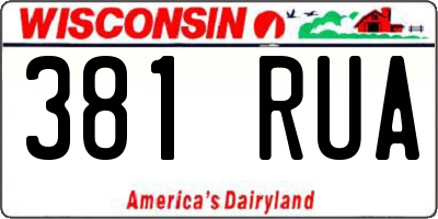 WI license plate 381RUA