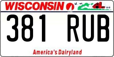 WI license plate 381RUB