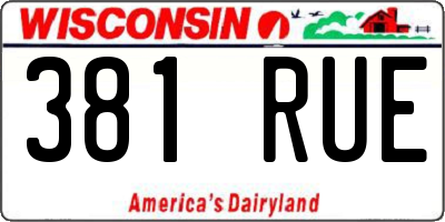 WI license plate 381RUE