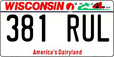 WI license plate 381RUL