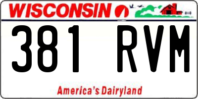 WI license plate 381RVM