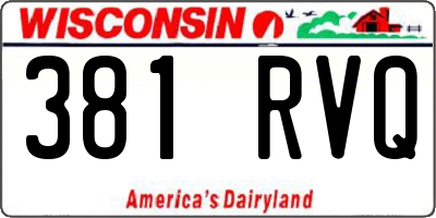 WI license plate 381RVQ