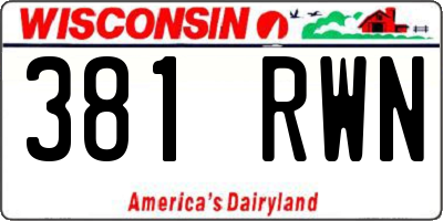 WI license plate 381RWN