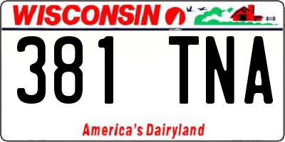 WI license plate 381TNA