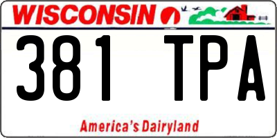 WI license plate 381TPA