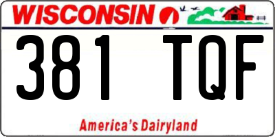 WI license plate 381TQF