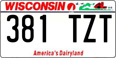 WI license plate 381TZT