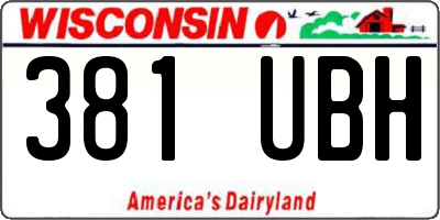 WI license plate 381UBH