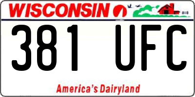 WI license plate 381UFC
