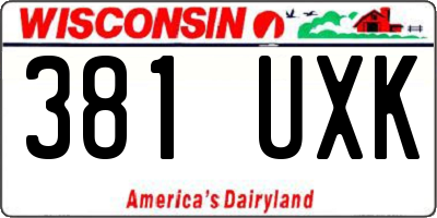WI license plate 381UXK
