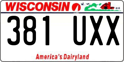 WI license plate 381UXX