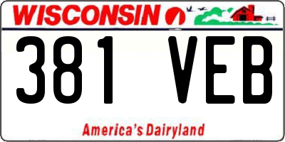 WI license plate 381VEB