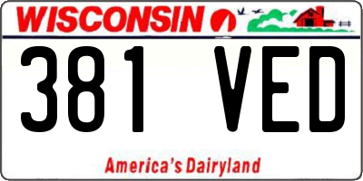 WI license plate 381VED
