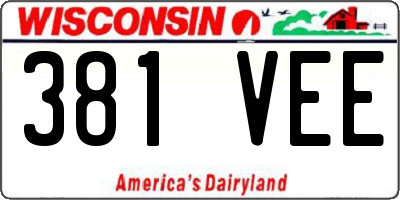WI license plate 381VEE