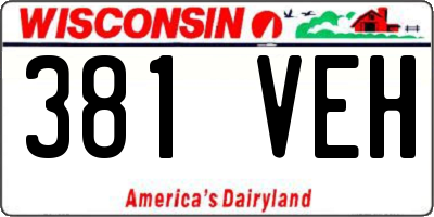 WI license plate 381VEH
