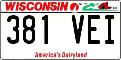 WI license plate 381VEI