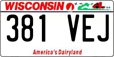 WI license plate 381VEJ