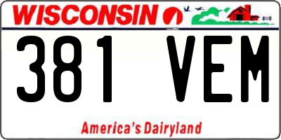 WI license plate 381VEM