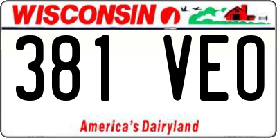 WI license plate 381VEO