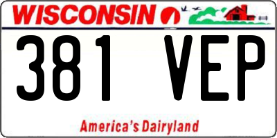 WI license plate 381VEP