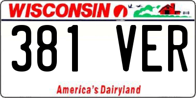 WI license plate 381VER