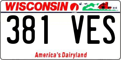 WI license plate 381VES