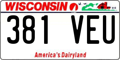 WI license plate 381VEU