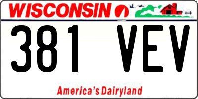 WI license plate 381VEV
