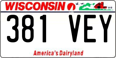 WI license plate 381VEY